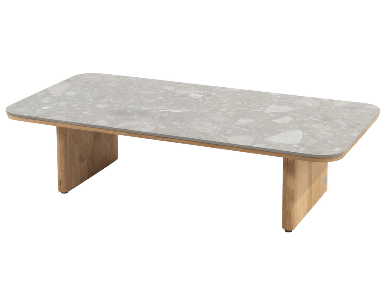 Lucas coffee table natural teak 120 x 60 x 30 cm ceramic terrazzo