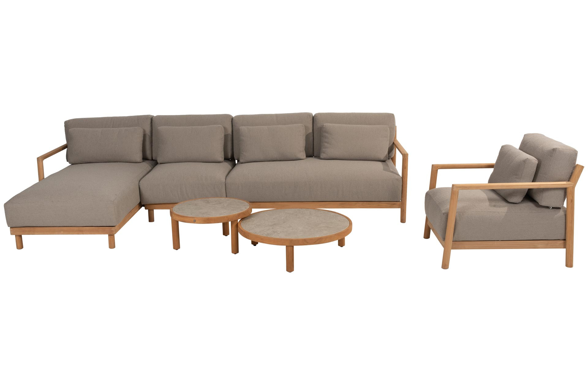 Marie Chaise-Loungeset mit Loungesessel und Finn Coffeetables