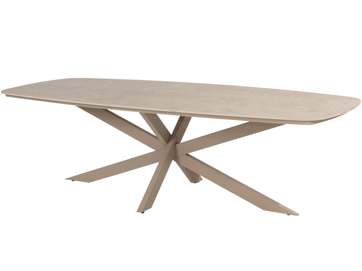 Nevada low-dining table barrel ceramic sabia panna Latte frame 250 X 105 cm