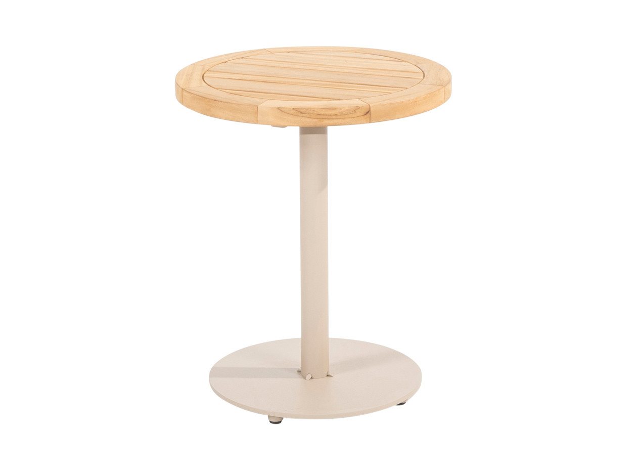 Volta natural teak side table central leg Latte 45 x 55 cm