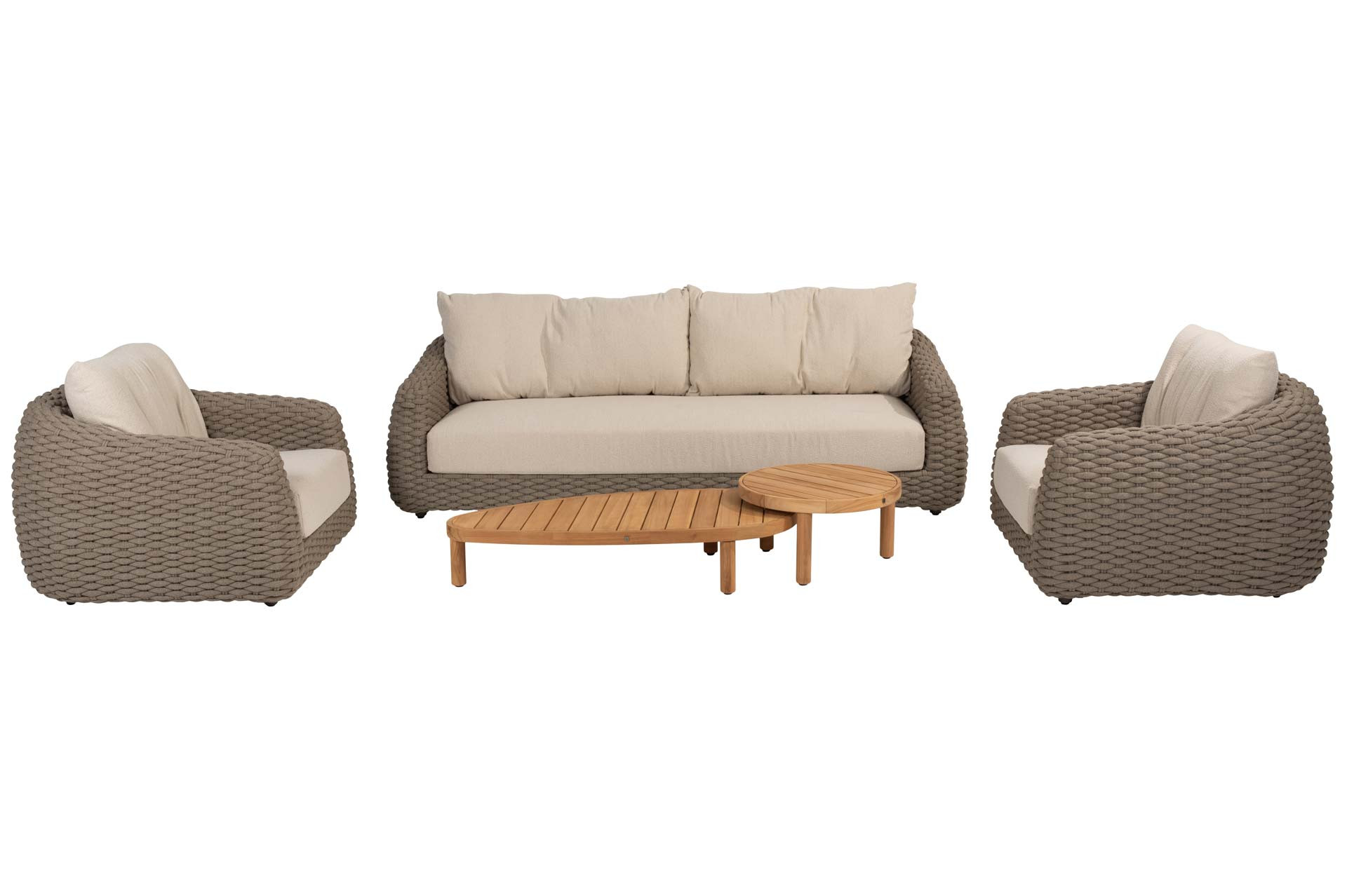 Maxime Sessel-Bank Loungeset mit Finn Couchtischen
