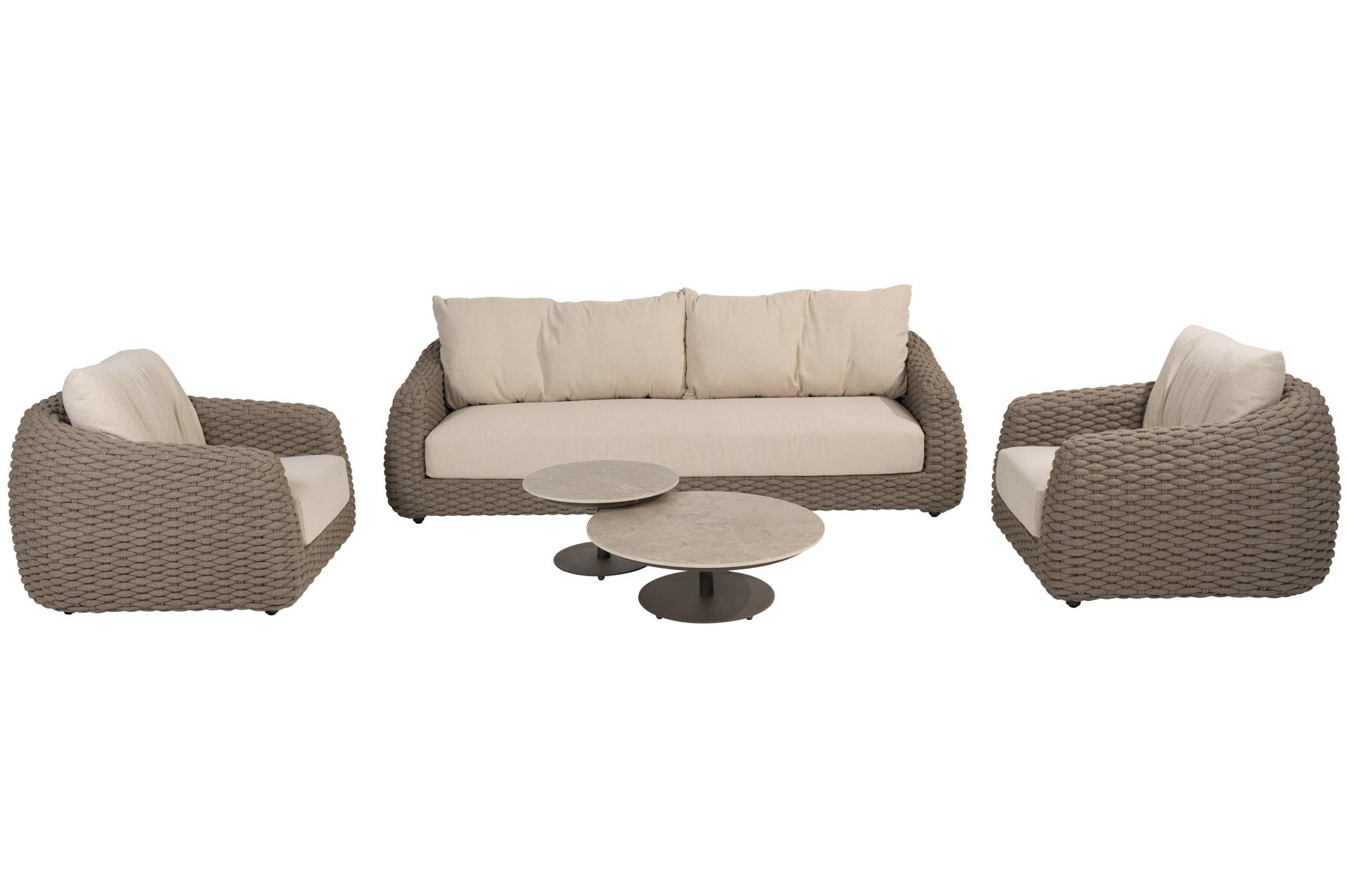 Maxime Sessel-Bank Loungeset mit Boaz Couchtischen