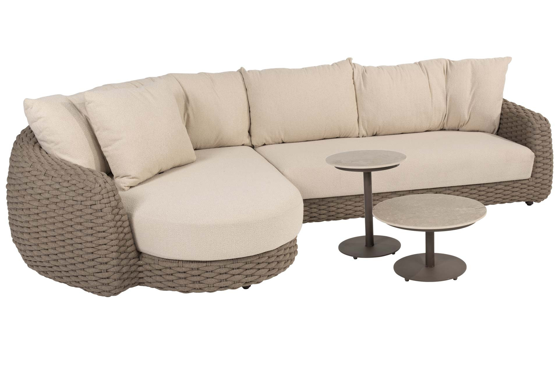 Maxime Chaiselongue Loungeset mit Boaz Couchtischen