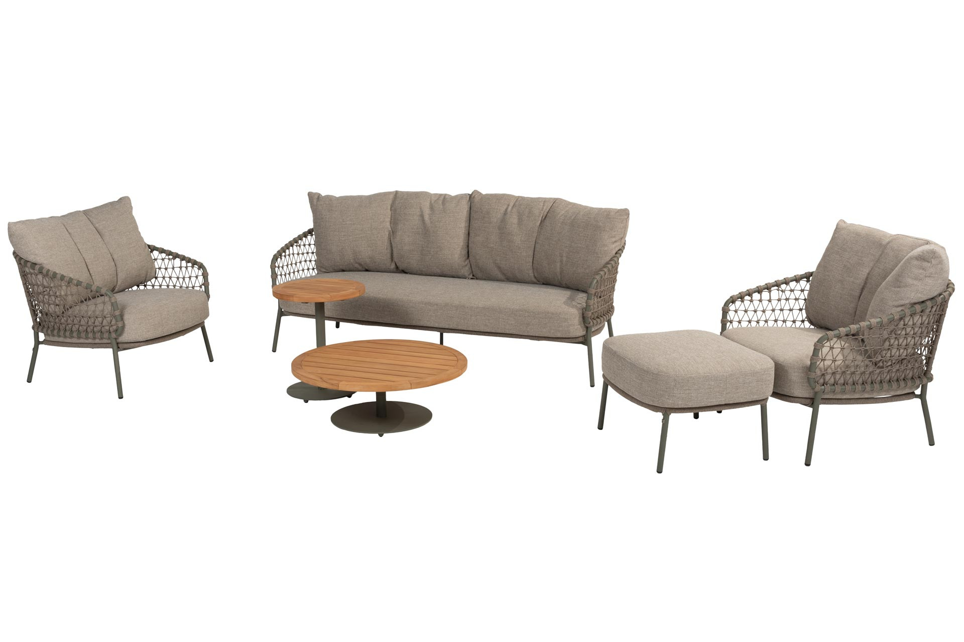 Jura Loungeset mit Hocker und Volta Couchtischen