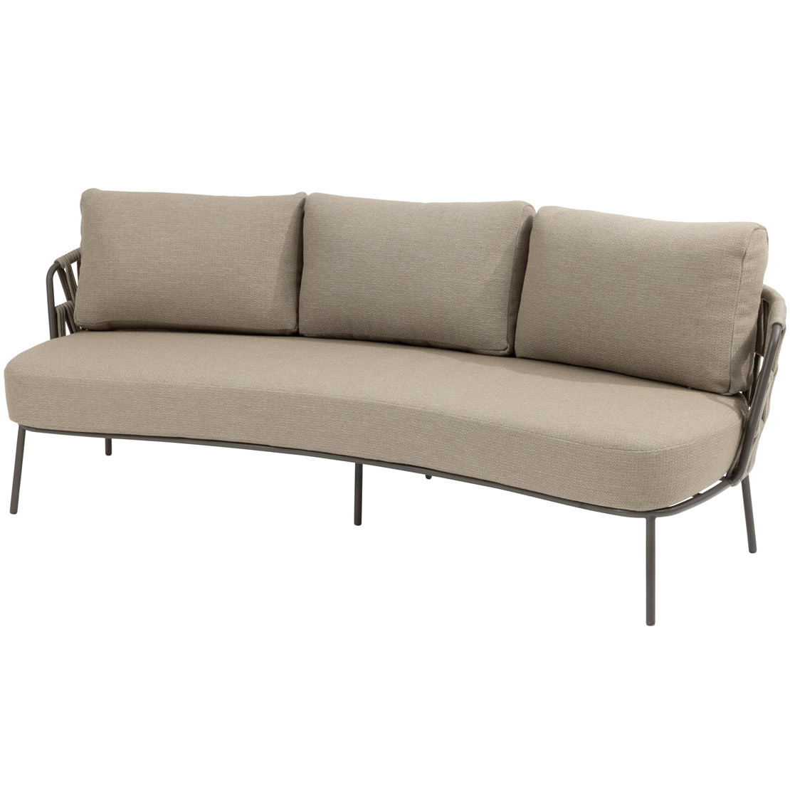 Mallorca 3 seater low dining bench terre with 4 cushions