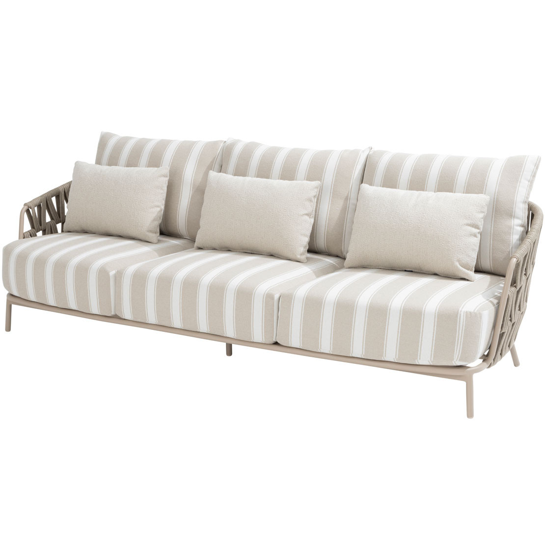 Beverly 3 seater bench latte with 7 cushions