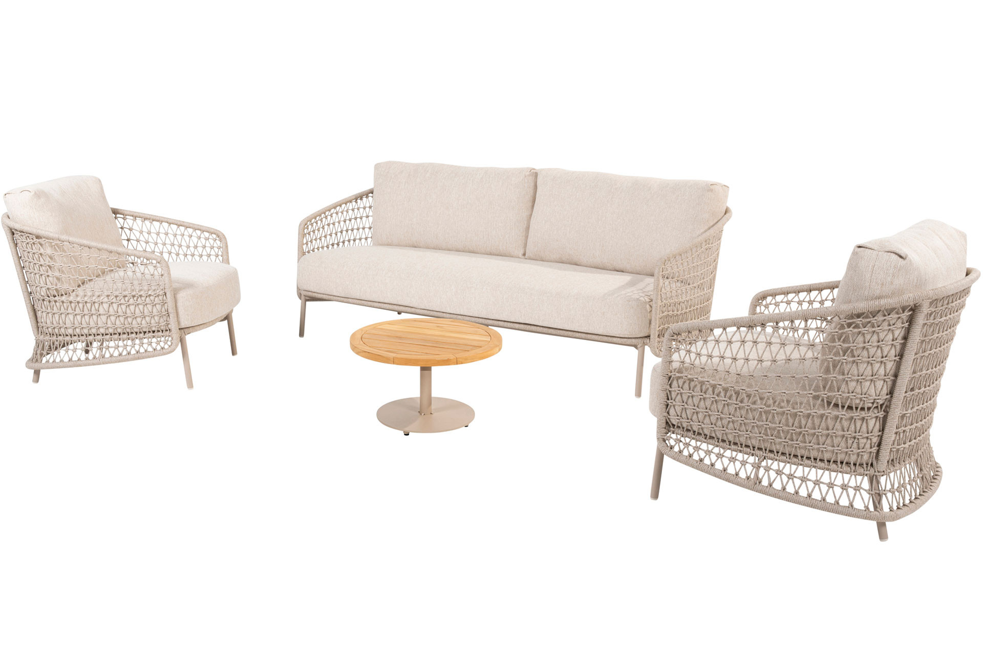 Puccini Stuhl-Bank-Loungeset mit Volta Couchtisch