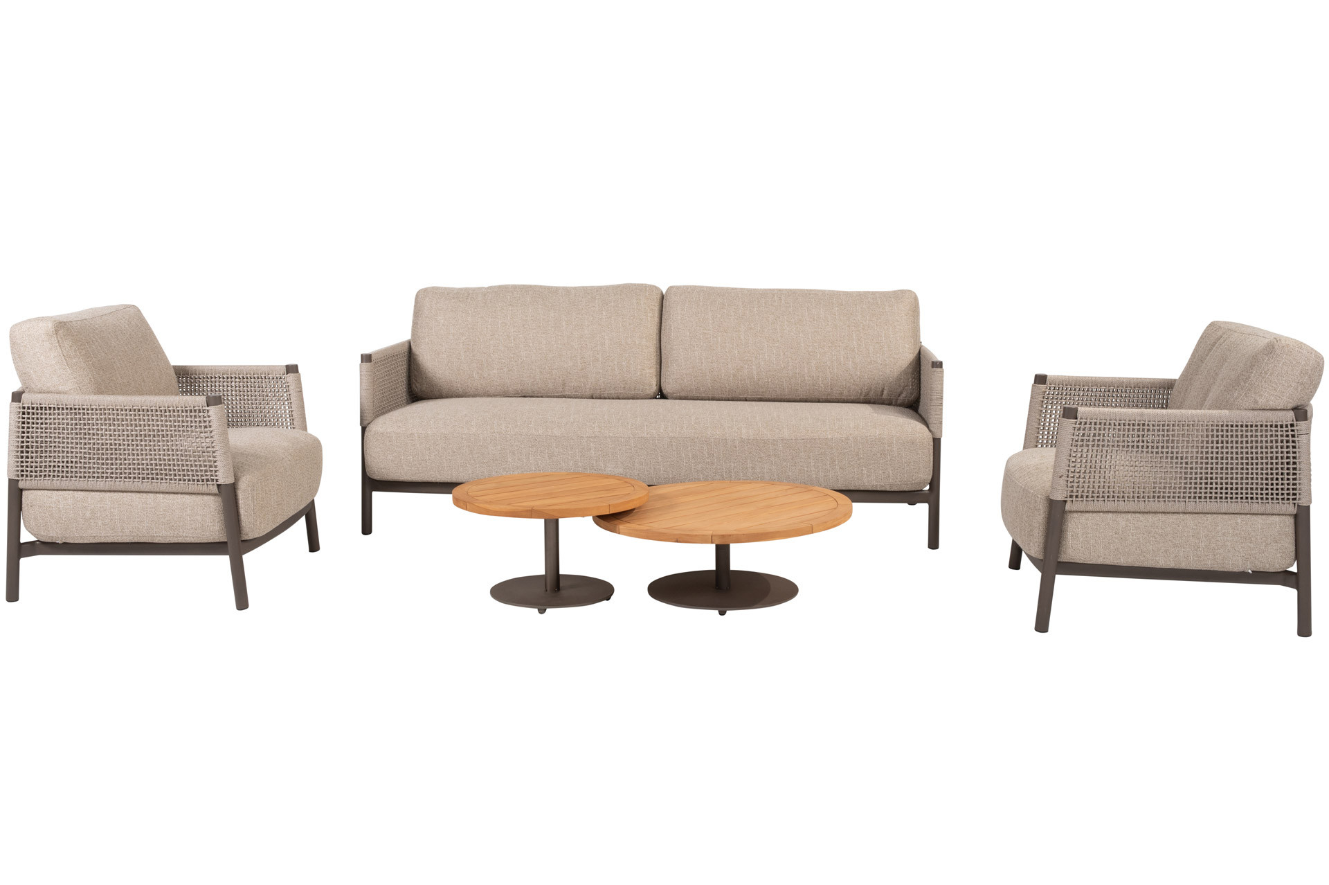 Savanne Stuhl-Bank-Loungeset mit Volta Couchtischen