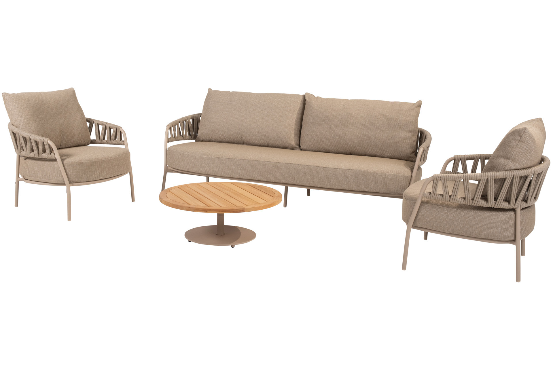 Calma Latte Stuhl-Bank-Loungeset mit Volta Coffeetable