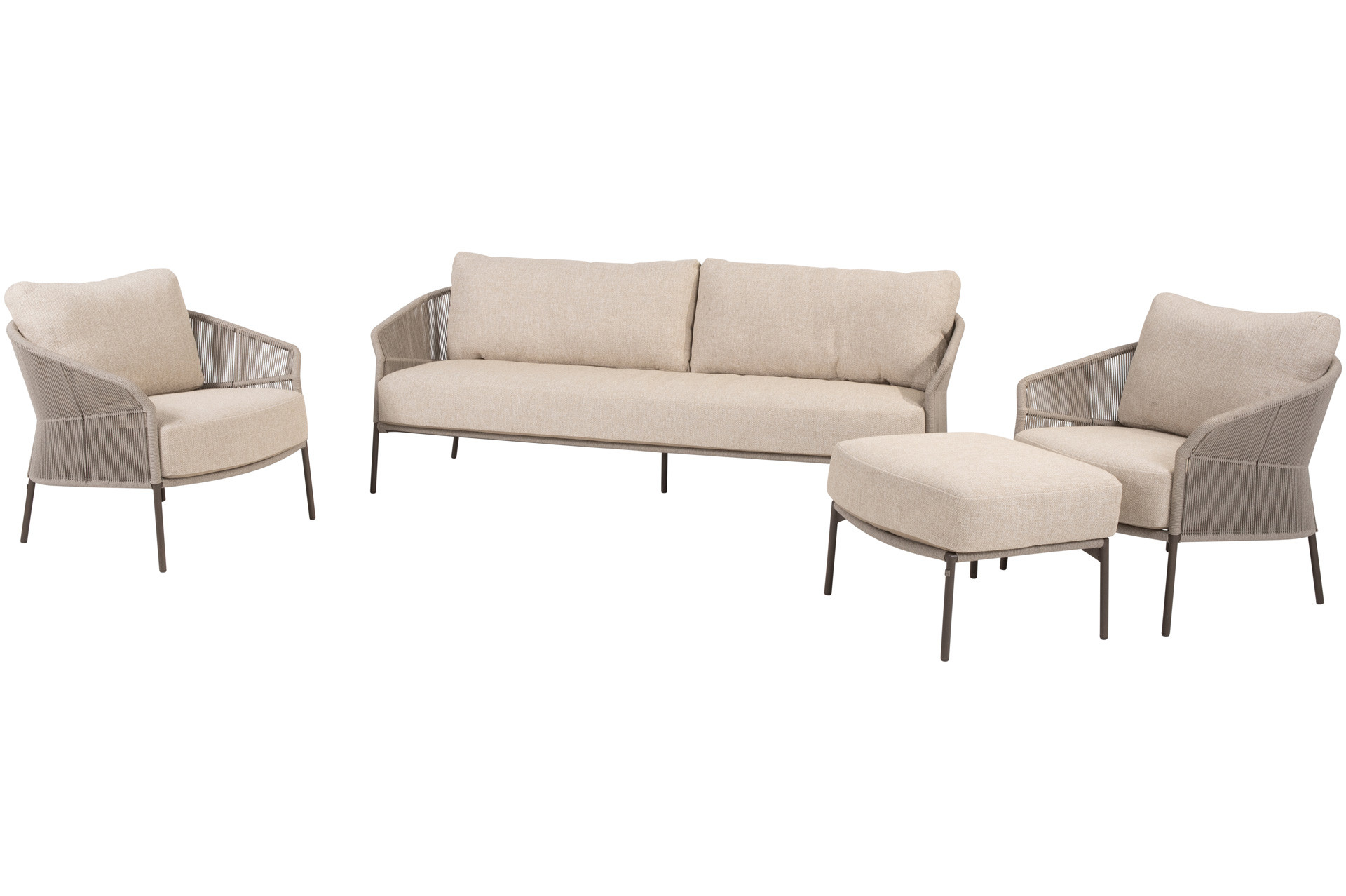 Florence Terre Stuhl-Bank-Loungeset mit Footstool