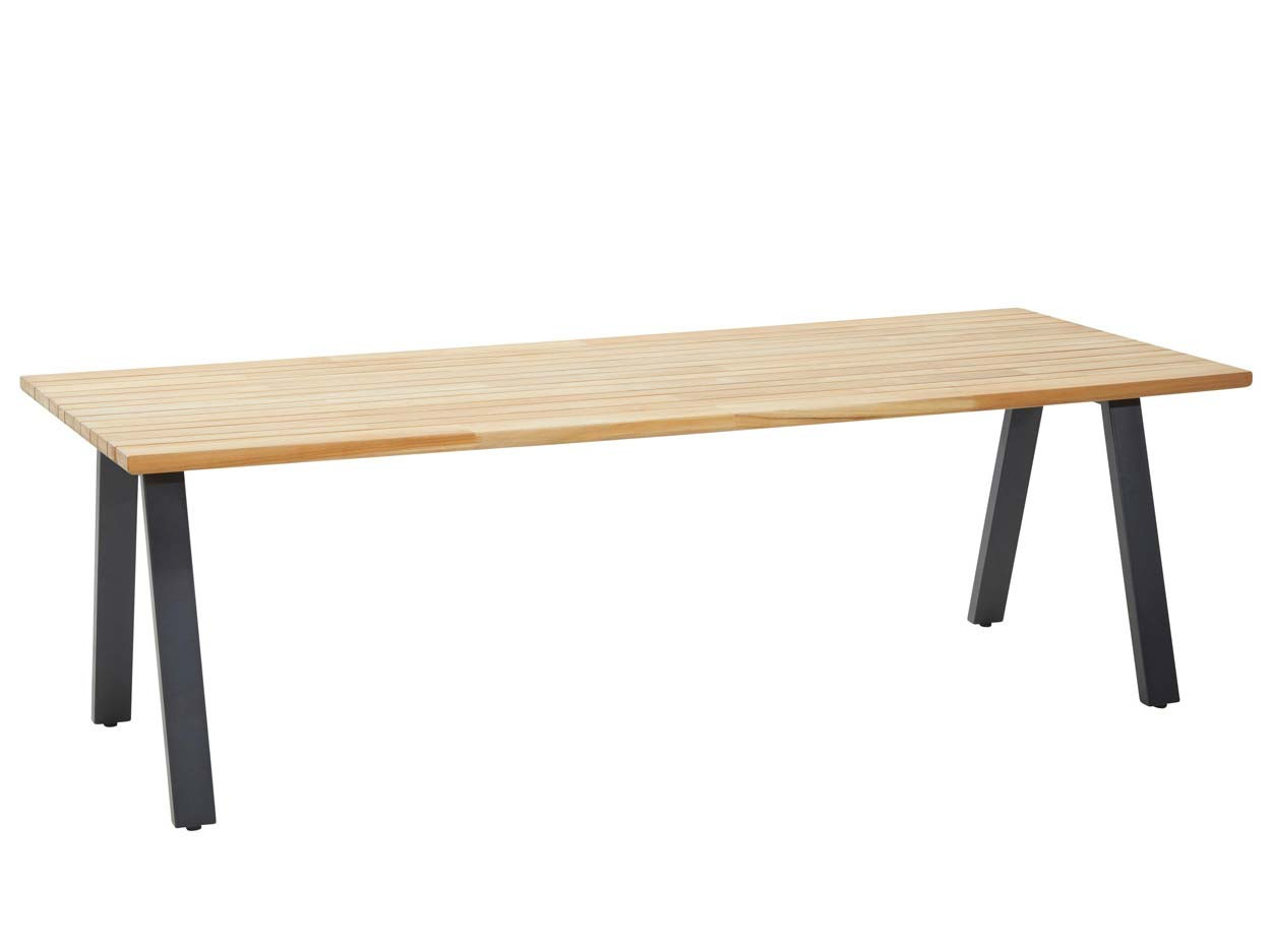 Ambassador teak aluminium anthracite low dining tafel 240 x 100 cm