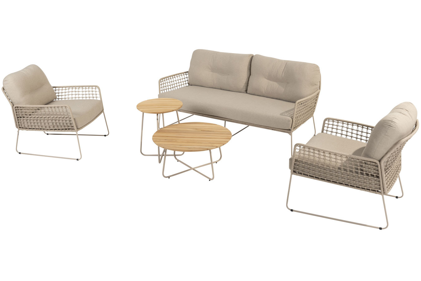 Albano Stuhl-Bank Loungeset mit Verdi Couchtischen