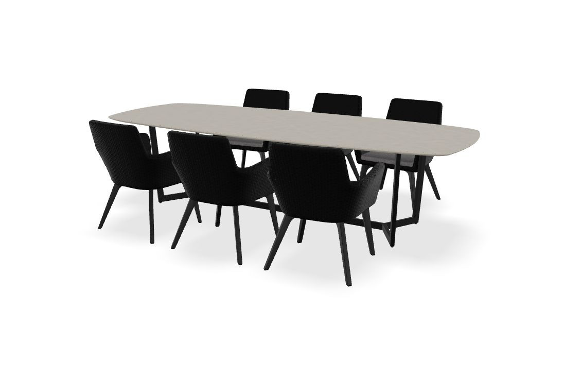 Tafel Dekton Adia, onderstel Formia en Lisboa stoelen