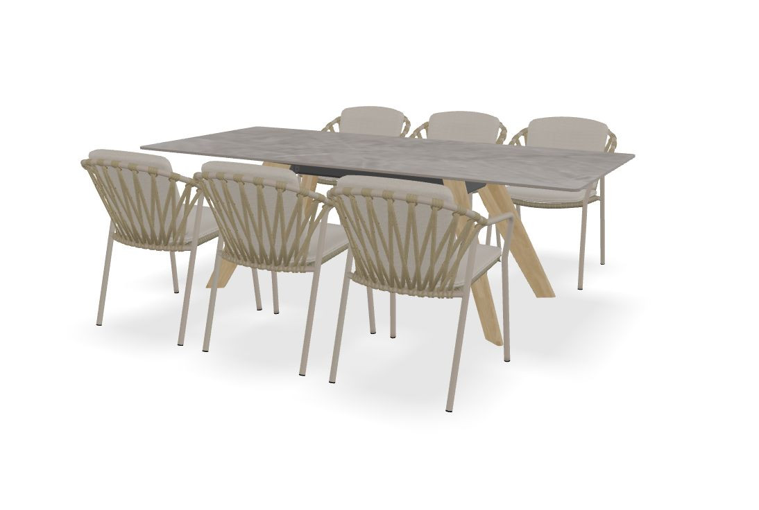Tafel Dekton Kira, onderstel Montana en Manitoba stoelen