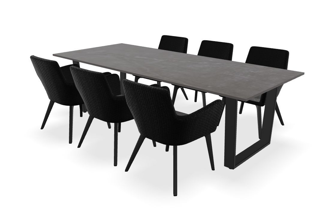 Tafel Dekton Laos, onderstel Savona en Lisboa stoelen
