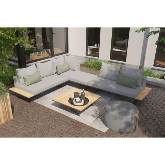 Endless multi concept Anthracite coffee table teak 95 x 95 x 30 cm