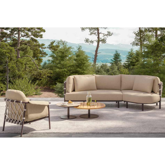 Ezra 2 seater bench right arm terre with 3 cushions and pillow