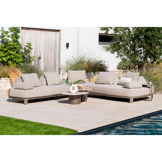 Santorini 2 seater bench terre with 2 back supports and 3 cushions