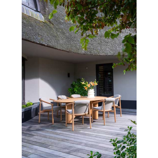 Tess dining chair natural teak with seat and back cushion