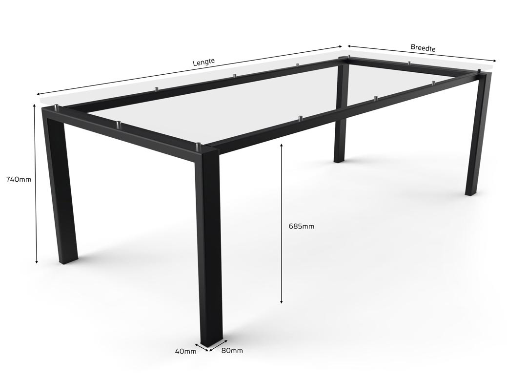 Afmetingen Low-dining Gestell Ferrara