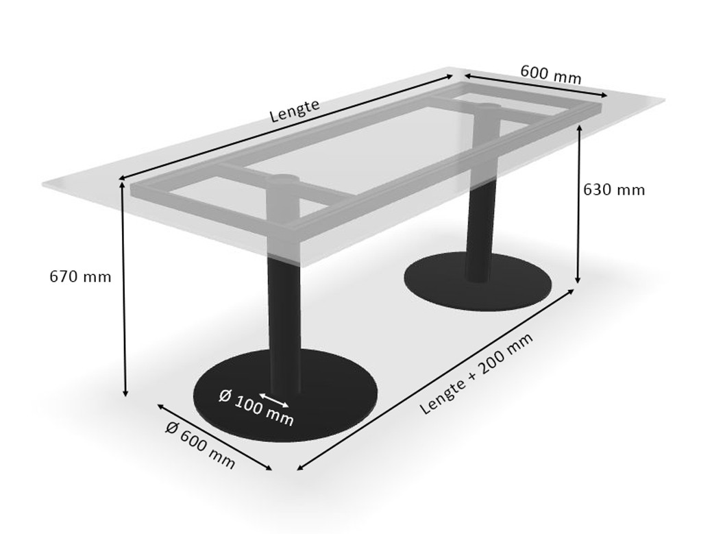 Afmetingen Low-dining Gestell Luna