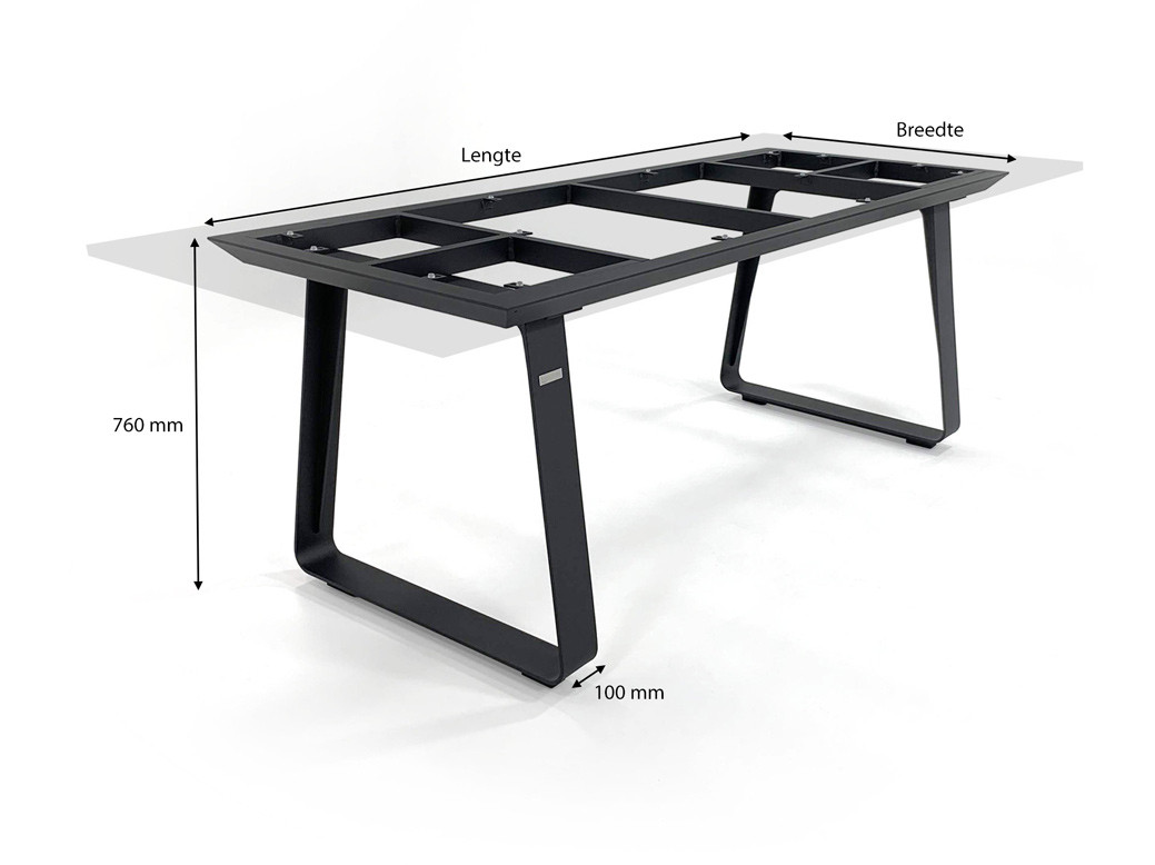 Afmetingen Tischgestell Elko alu charcoal