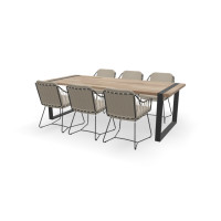 Teak Rechteckiger Tisch Alto mit Prego Stühlen