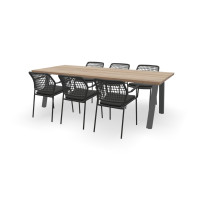 Teak Rechteckiger Kreta Tisch Ambassador mit Barista Stühlen