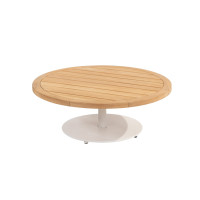 Volta natural teak coffee table central leg White 80 x 30 cm