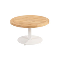 Volta natural teak coffee table central leg White 60 x 35 cm