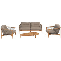 Nora Stuhl-Bank Loungeset mit Finn Pebble Couchtisch