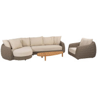 Maxime Chaise-Loungeset mit Sessel und Finn Couchtisch