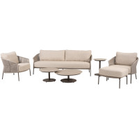 Florence Terre Stuhl-Bank-Loungeset mit Hocker und Boaz Coffee- und Sidetables