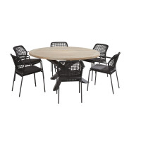 Barista anthracite dining set with round Louvre table 160 cm