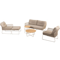 Albano Stuhl-Bank Loungeset mit Hocker und Verdi Couchtischen