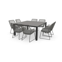 Granit Quadratischer Black Pearl Tisch Standard 80 mm mit Babilonia Stühlen
