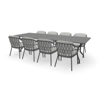 Granit Rechteckiger Steel Grey Tisch Universal mit Calpi Stühlen