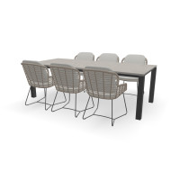 Dekton Rechteckiger Grigio Tisch Schwebend 80 mm mit Lugano Stühlen