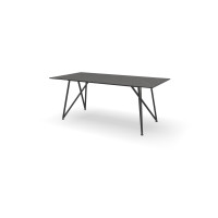 Esstisch im dänischen Design mit einer dünnen Dekton-Tischplatte und schlankem Gestell.