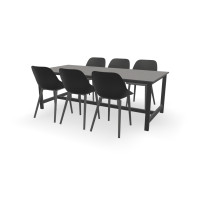Granit Rechteckiger Black Pearl Tisch Padova mit Galati Stühlen