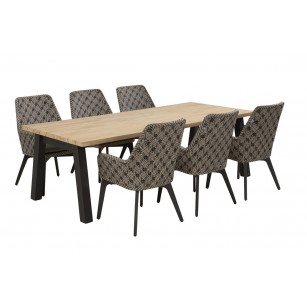 Savoy dining set with derby dining table teak top with alu legs