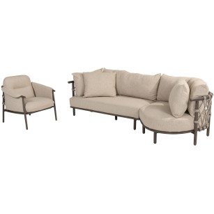 Ezra Loungesofa mit Chaiselongue und Loungesessel