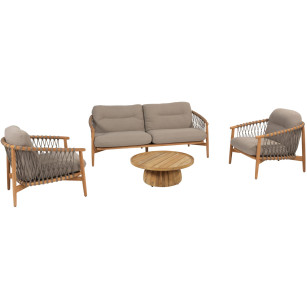 Nora Stuhl-Bank Loungeset mit Pablo Couchtisch
