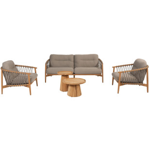 Nora Stuhl-Bank Loungeset mit Pablo Couchtischen