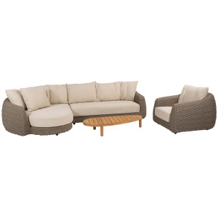 Maxime Chaise-Loungeset mit Sessel und Finn Couchtisch