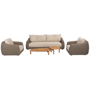 Maxime Sessel-Bank Loungeset mit Finn Couchtischen