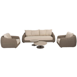 Maxime Sessel-Bank Loungeset mit Boaz Couchtischen