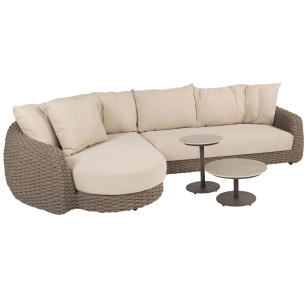 Maxime Chaiselongue Loungeset mit Boaz Couchtischen