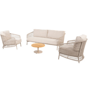 Puccini Stuhl-Bank-Loungeset mit Volta Couchtisch