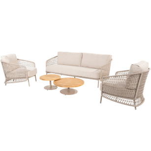 Puccini Stuhl-Bank-Loungeset mit Volta Couchtischen